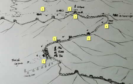 Mapa da trilha Jiankou to Mutianyu 